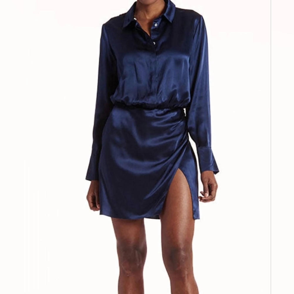 AMANDA UPRICHARD Silk Shelton Dress Blue XS